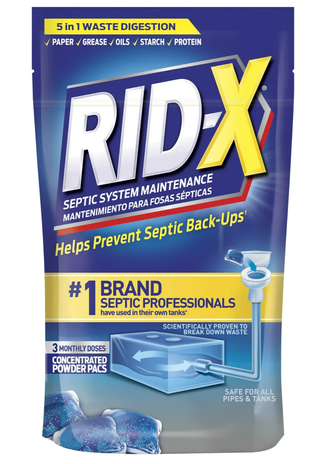 Lot of 2 Rid-X Septic Tank Treatment Enzymes 3 Month Supply Septi-Pacs 3.2oz