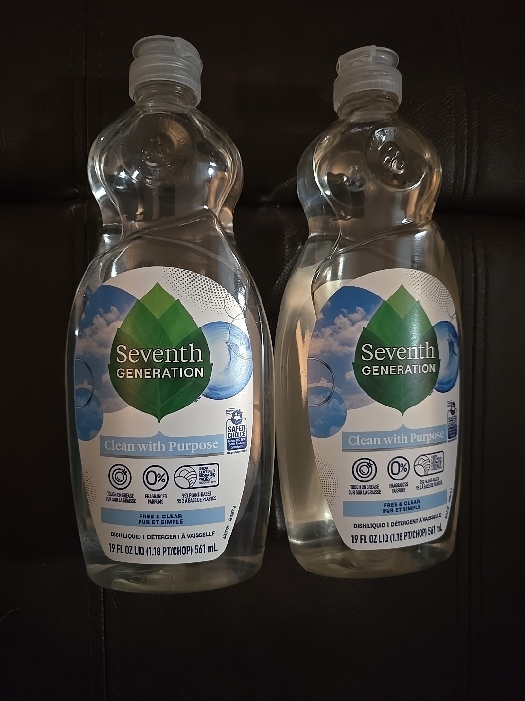 2 Seventh Generation Free and Clear Dish Liquid 19 fl oz (A12)