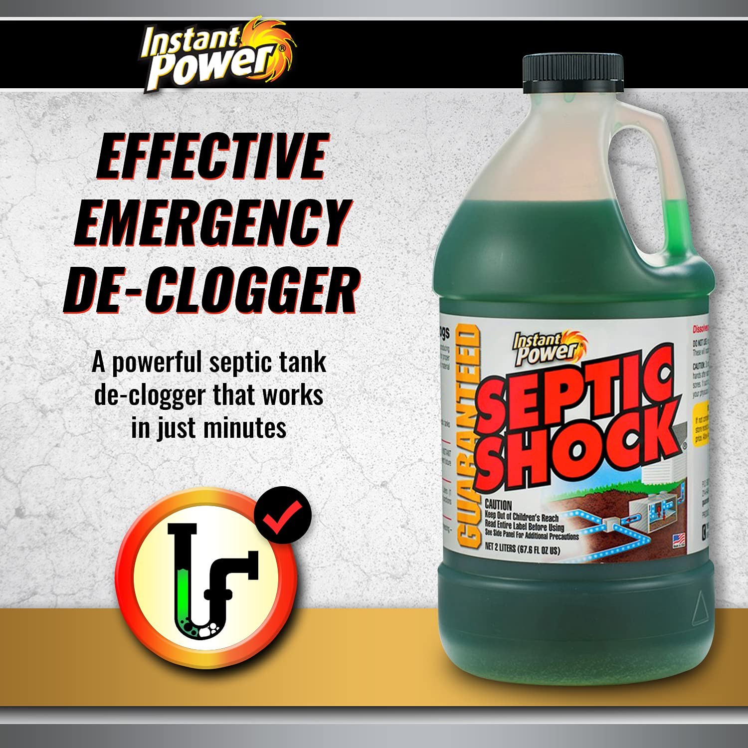 Instant Power Septic Shock – Septic Tank Treatment, Drain Cleaner Liquid Clog Re