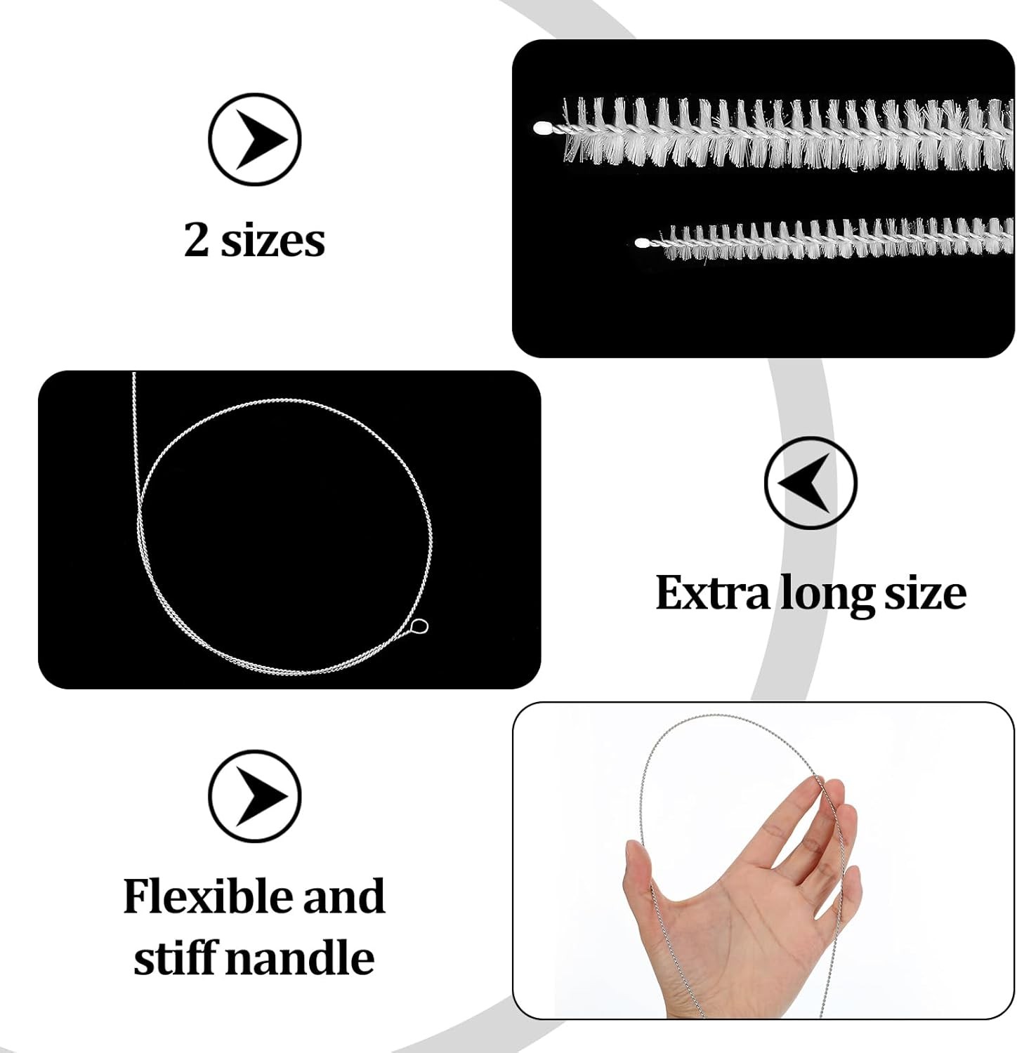 4 Pack 39.4″ Extra Long Straw & Tube Cleaning Brushes for Pipes, Hoses & Labs