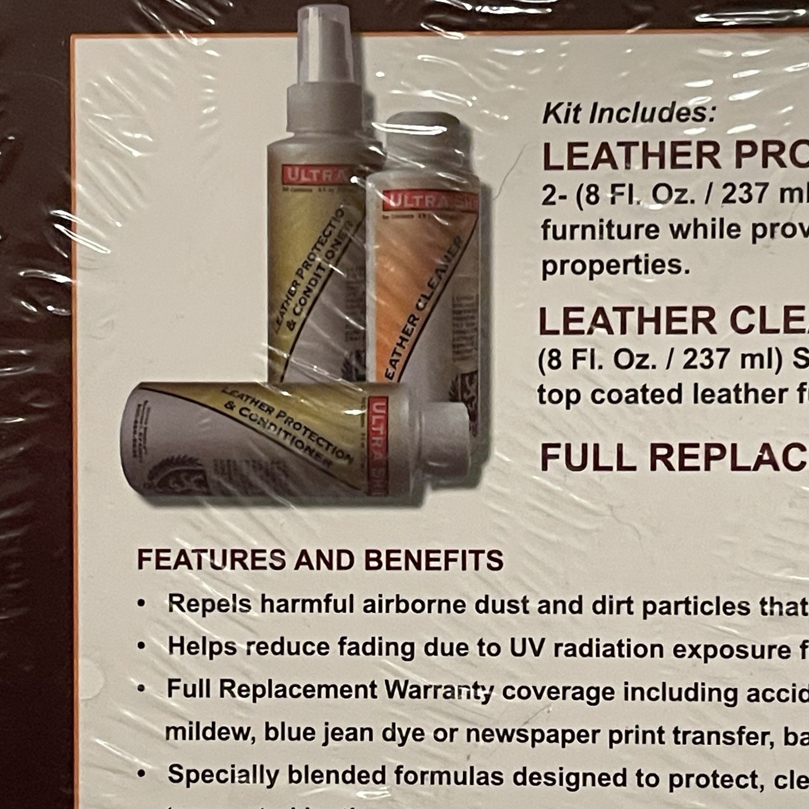 Ultra Shield Leather Care Kit Cleaner & Conditioner New