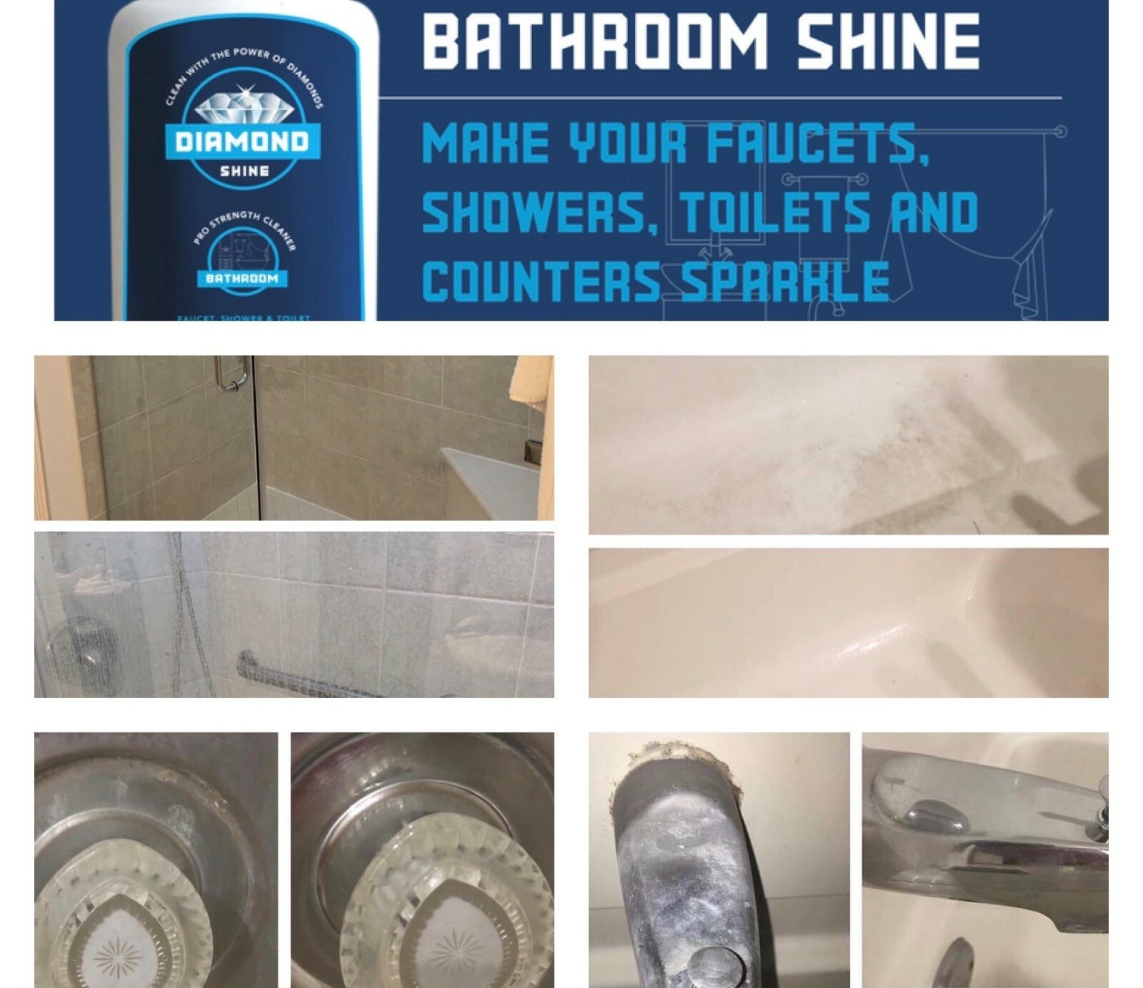 Diamond Shine Professional Combo Pack Bathroom & Kitchen Cleaners Hard Water
