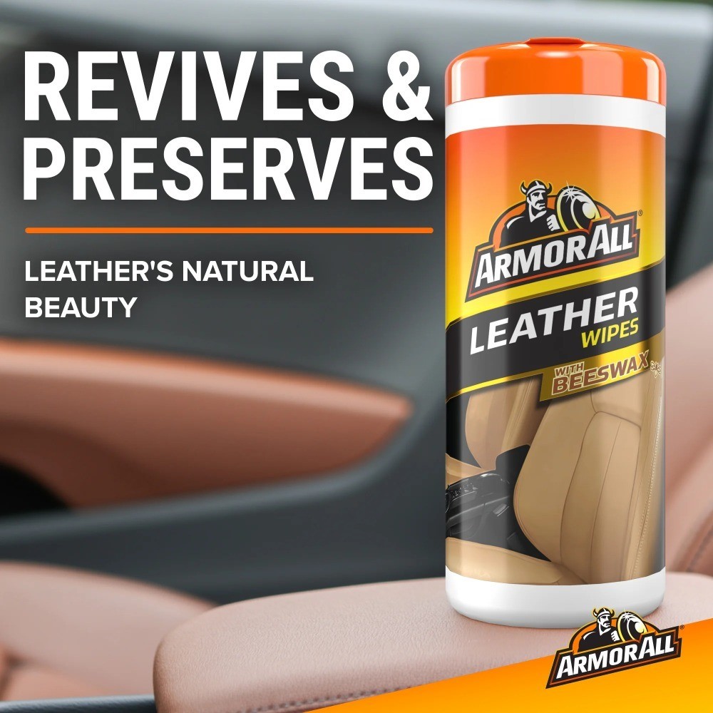 Leather Car Cleaning Wipes with Beeswax 20 Count for Auto Interior Care
