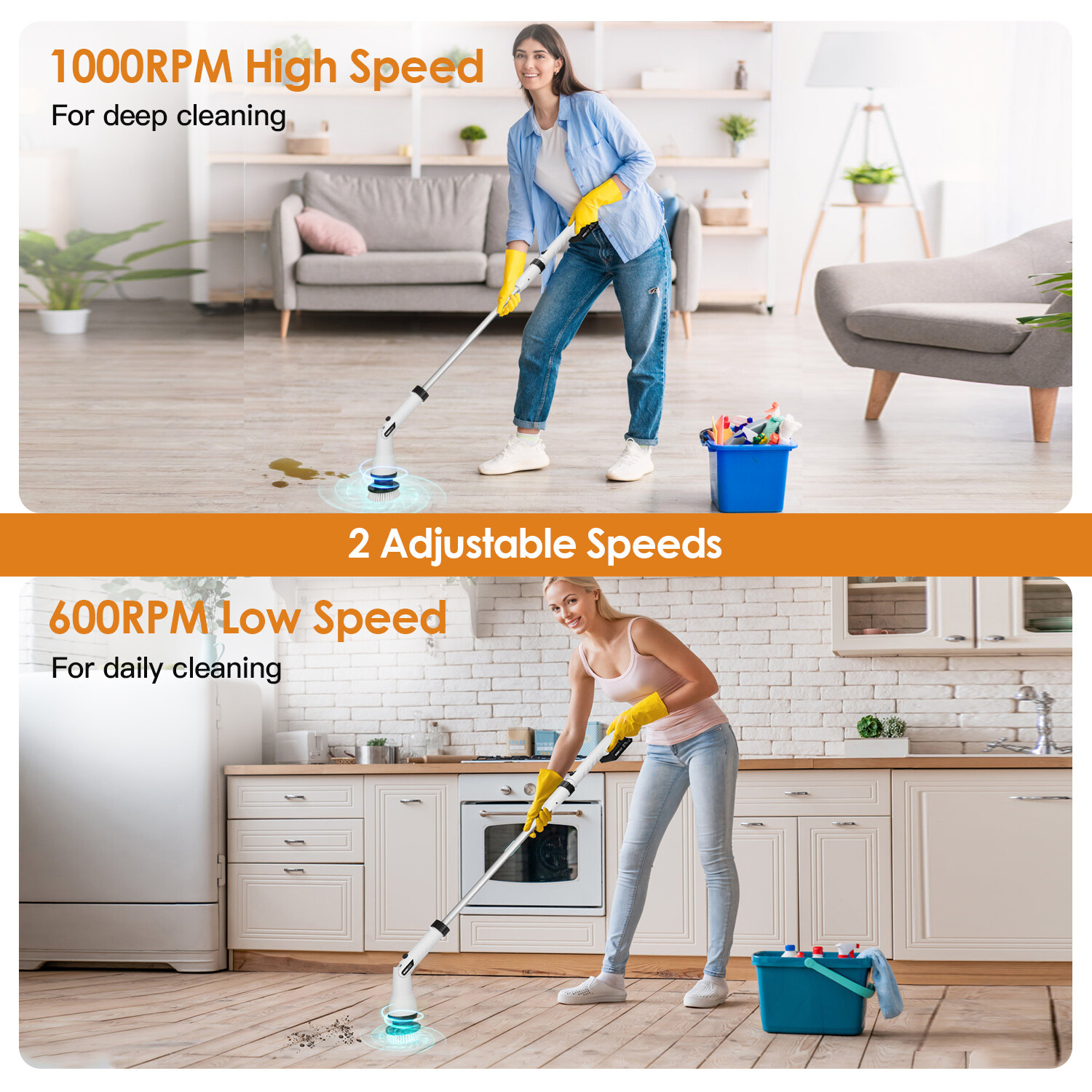 Cordless Electric Spin Scrubber 4 Replacement Head for Bathroom Kitchen Cleaning