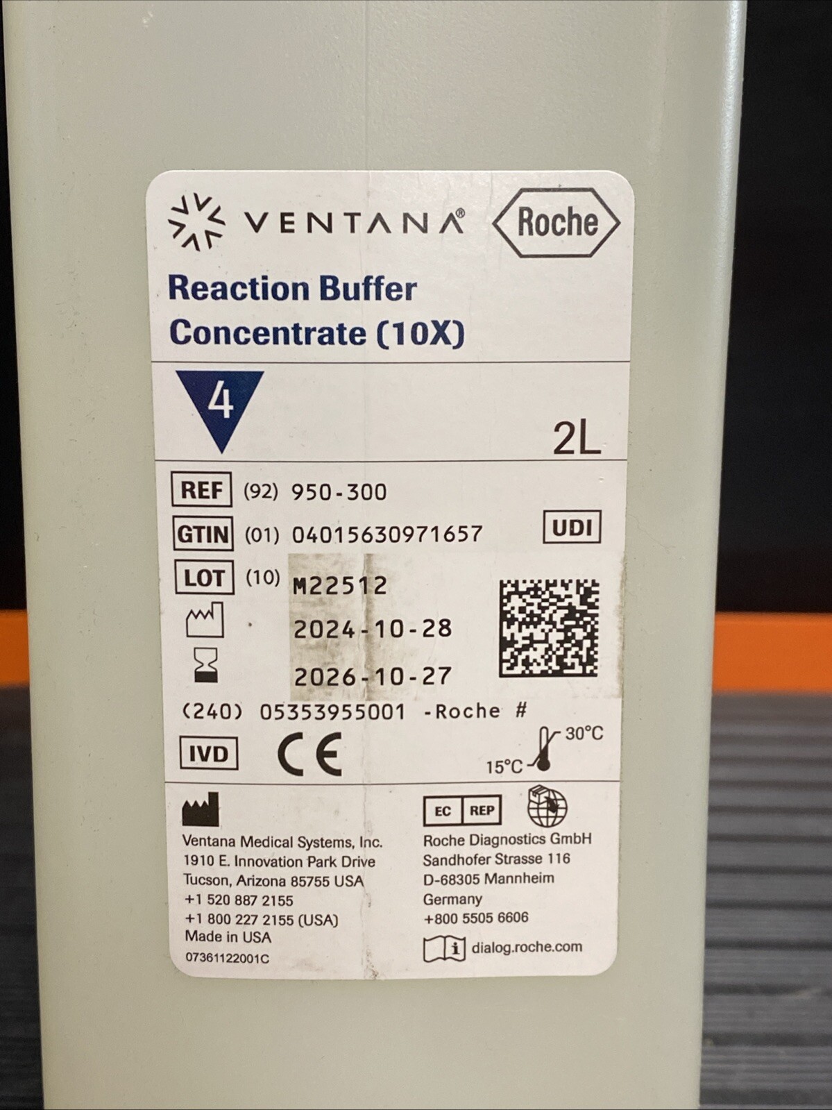 (2 Liters) Ventana 10X Reaction Buffer Concentrate, 950-300. Exp. 10/2026