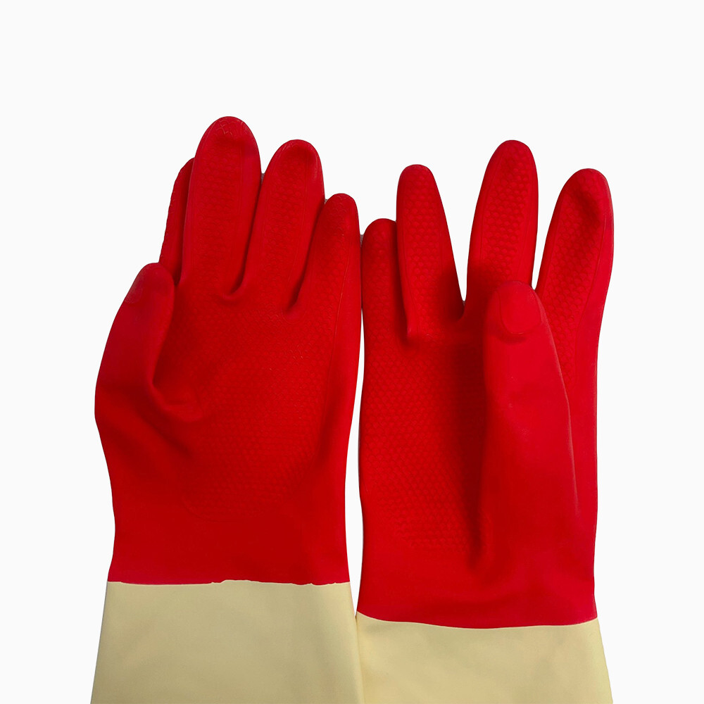 12” Long Size Medium Non-Slip Grip Latex Gloves Dish Washing Cleaning Gloves