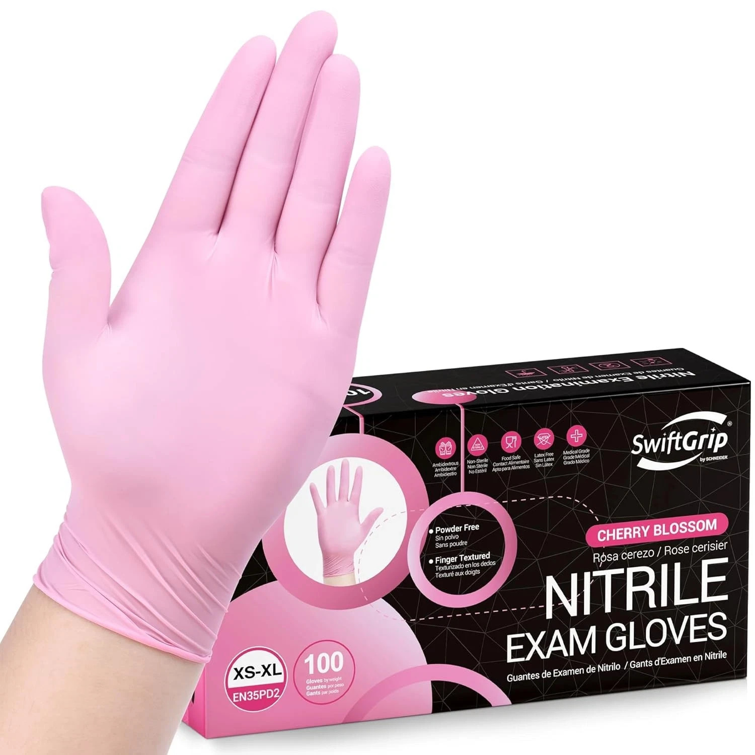 Pink Disposable Gloves, Medical exam Gloves Small (Pack of 100),