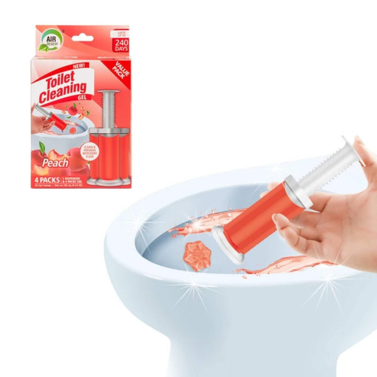 Air Fusion Peach Scent Toilet Cleaning Gel 56 Stamps 6.43oz 4 Pack