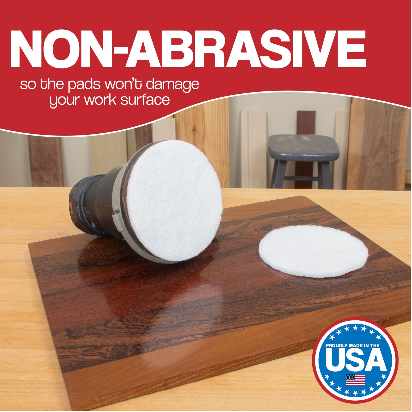 5″ Non-Scratch Polishing Pad Hook & Loop Non-Woven Discs, Non-Abrasive Finish…