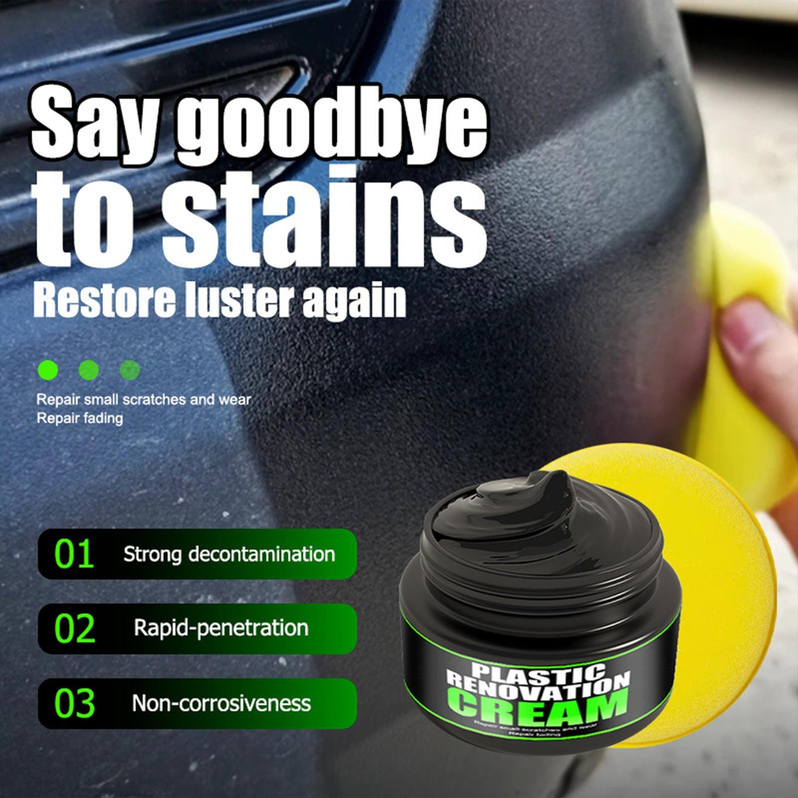 Car Plastic Restorer Black Gloss Polish Repair Coating Plastic Auto Cleaning