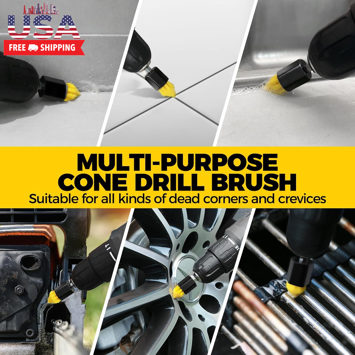 8 Piece Drill Brush Attachments Set, Power Scrubber with Extend Long Attachment，