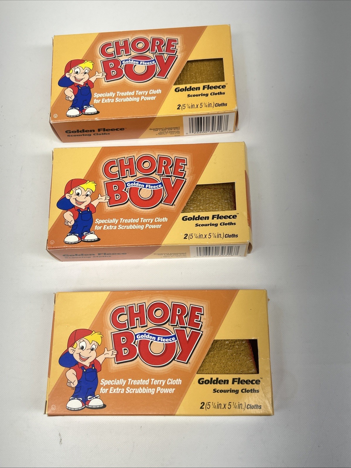 Chore Boy 2 Pack Golden Fleece Scouring Specially Treated Terry Cloth Lot Of 3