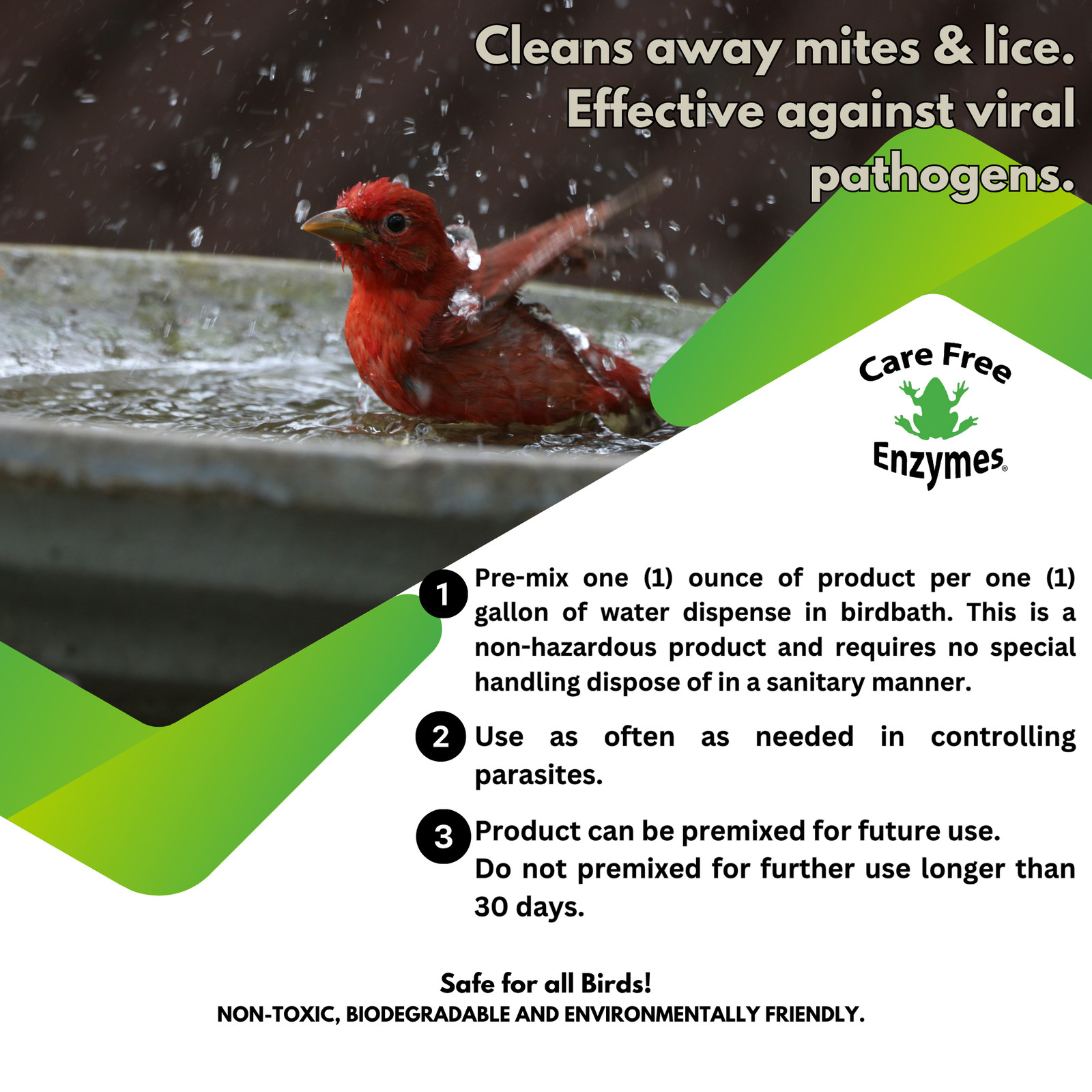 Pet Bird Bath Water Protector | For Canaries, Finches & Parakeets | 16 oz & 33.9