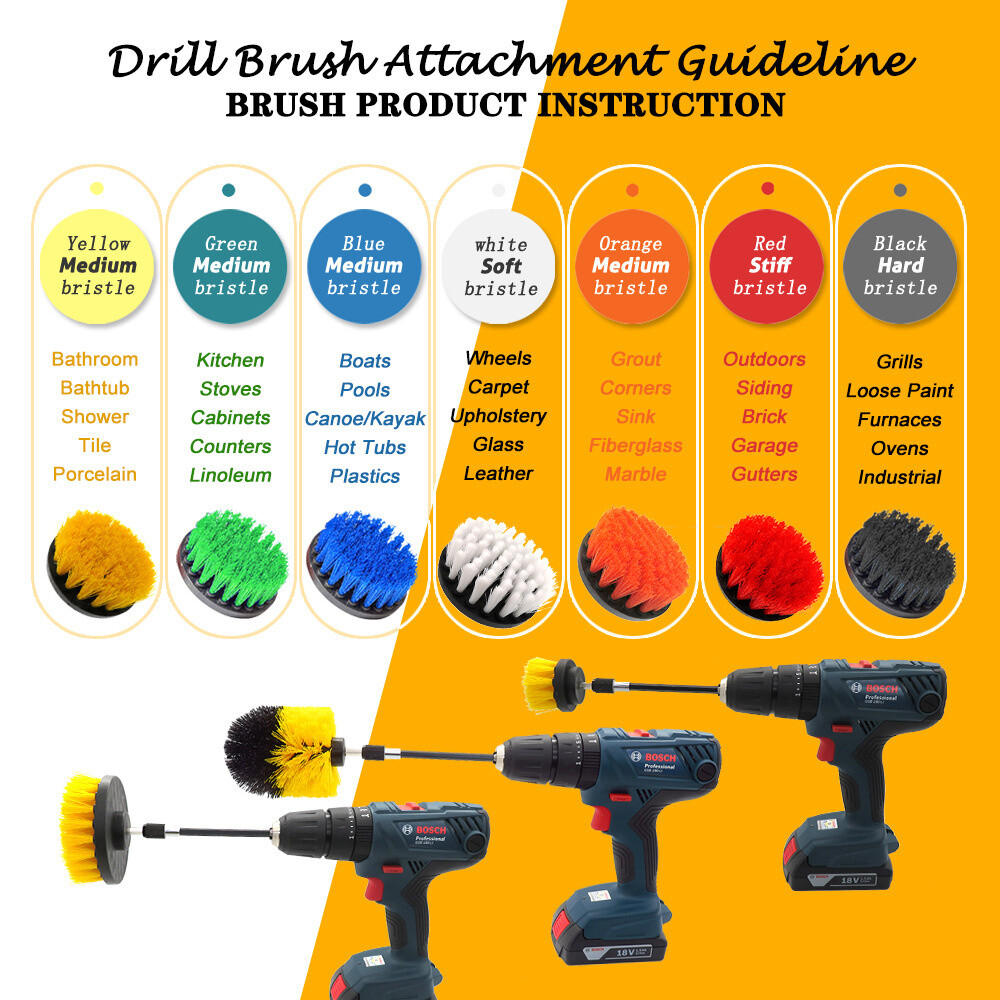 25 Pack Drill Brush Set Attachments Power Cleaning Scrubber Brush Car And Home