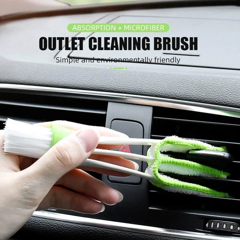 Portable Double End Car Vent Brush Computer Dust Cleaner Window Air Con Blinds