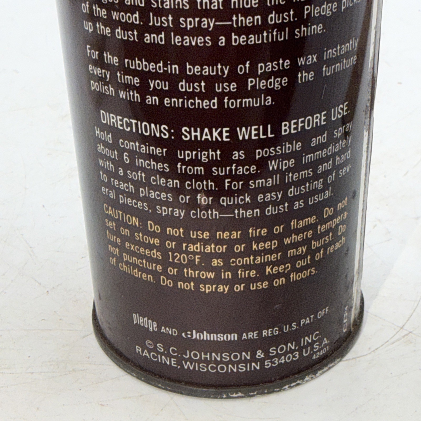 Rare Original Pledge Dusting Wax Aerosol Spray Can No UPC Code 14 Oz. Movie Prop