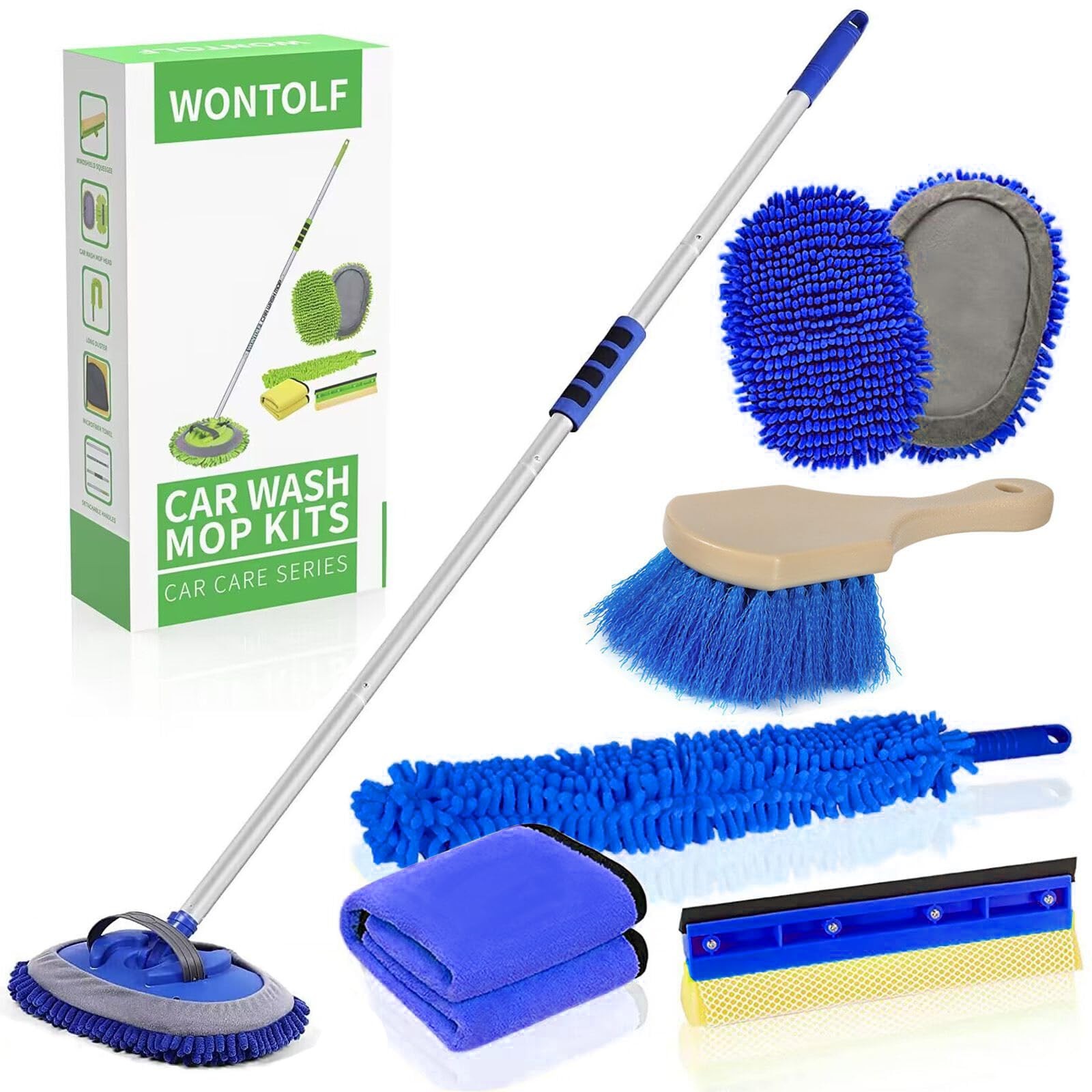 62” Car Wash Brush With Long Handle – Chenille Microfiber Mop Mitt, Cleaning…