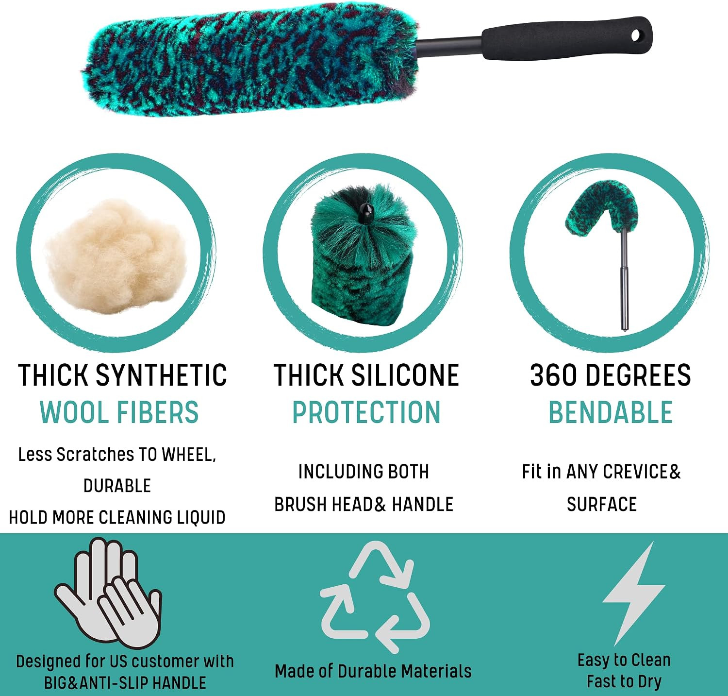 Professional 4 Pack Long Handle Wheel Brush Kit for Cleaning Wheel and Tire- 2X