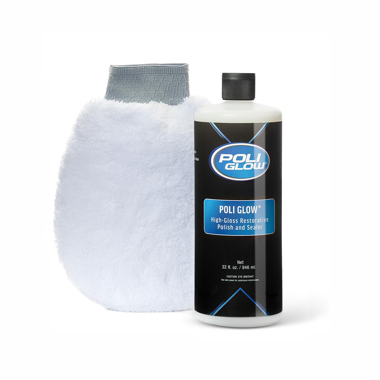 Poli Glow Boat & RV Polish Kit with Applicator Mitt – 32 oz High-Gloss Fiberg…