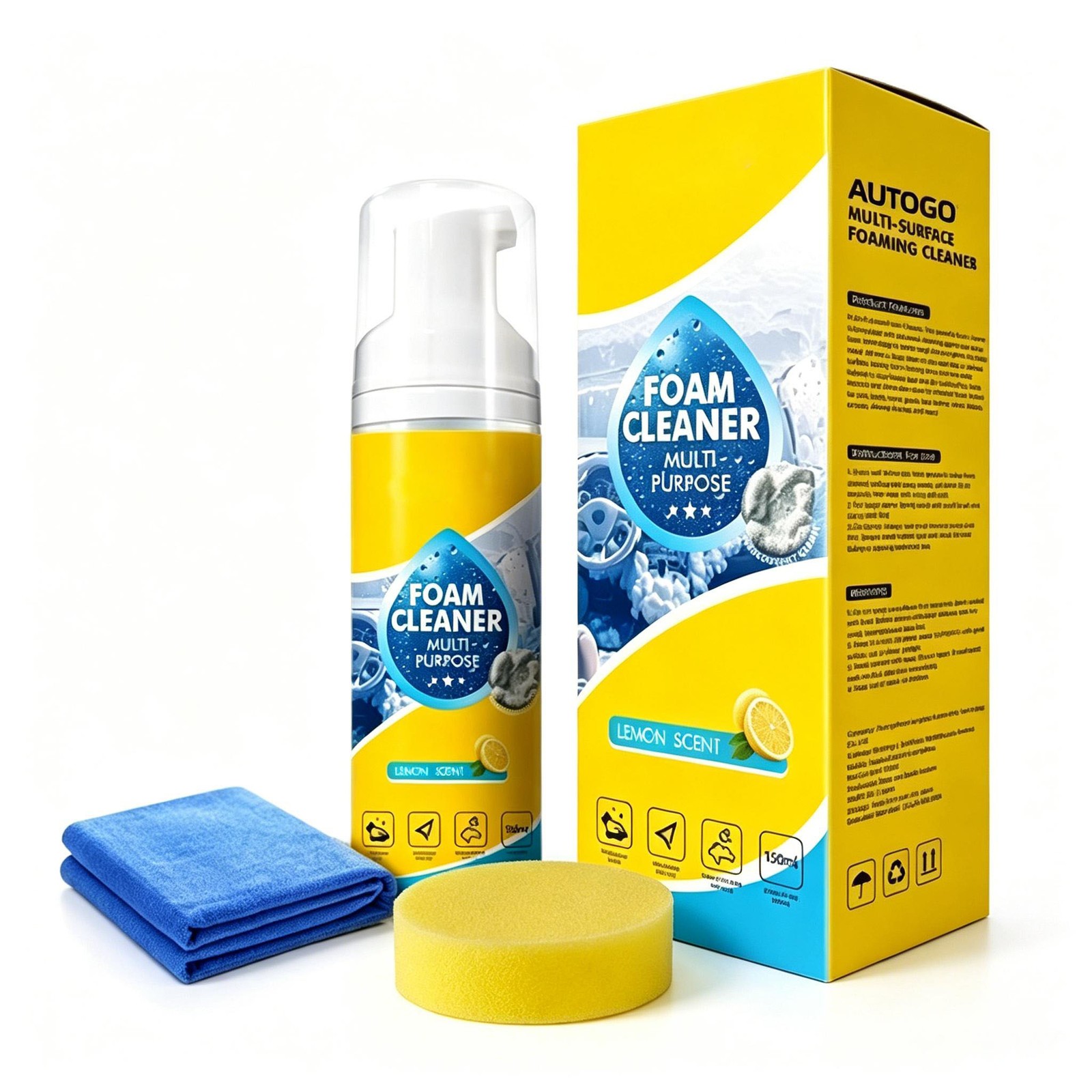 150ml 4-in-1 Multi-Enzyme Foam Cleaner,All-Purpose Spray 5oz with Sponge & Towel