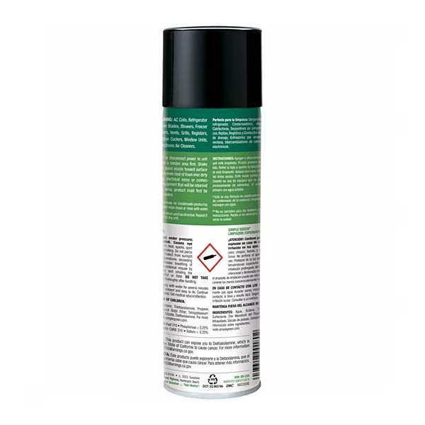 Simple Green 0110001213418 Foaming Coil Cleaner, 20 Oz Aerosol Can, White