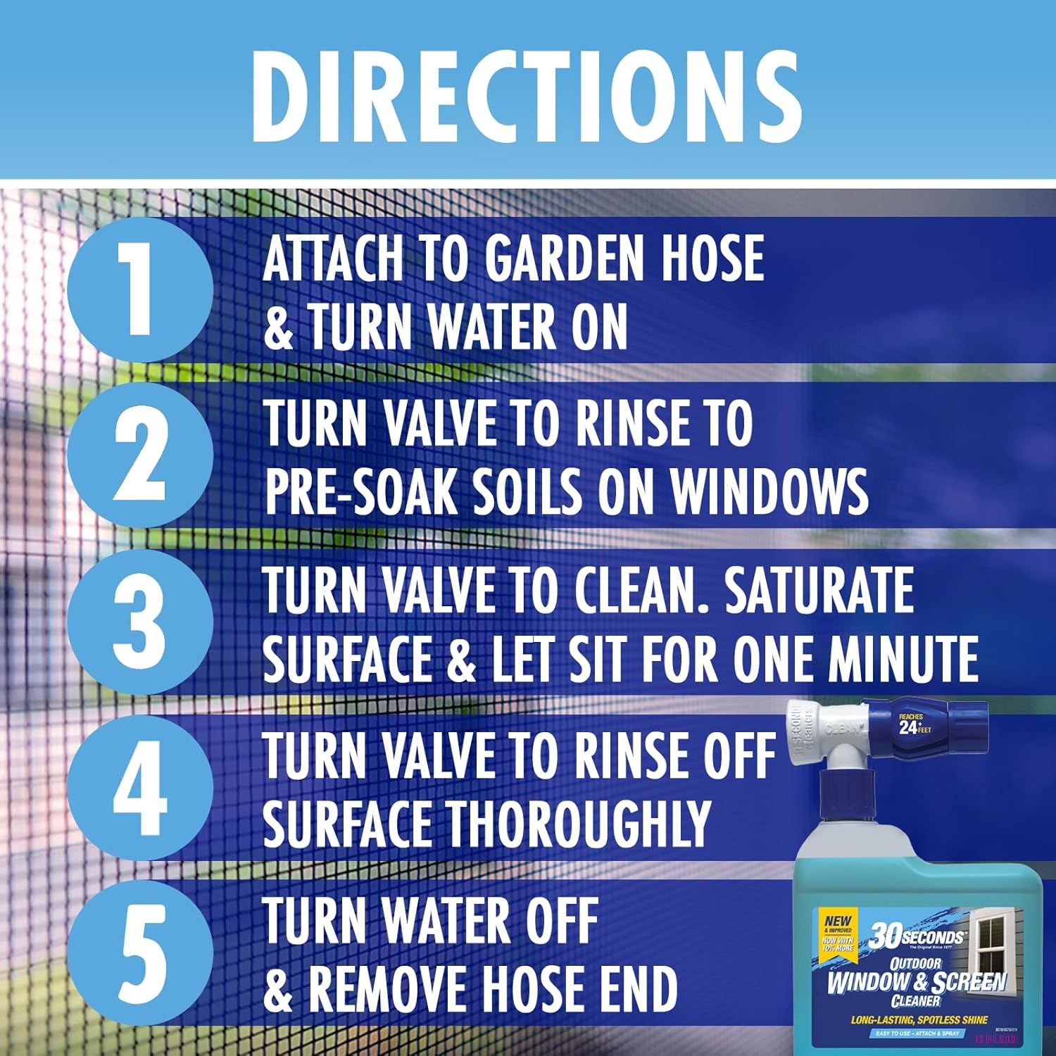 Outdoor Window & Screen Concentrated Cleaner for Glass, Patio Doors, Fiberglass,