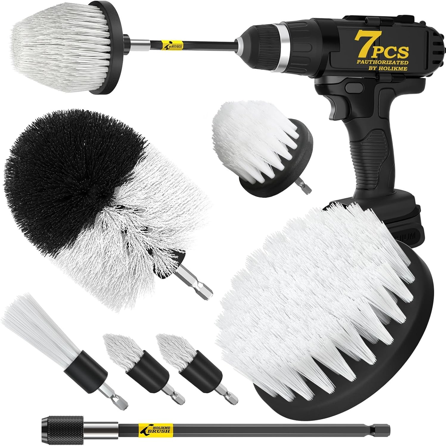 7Pack Drill Brush Attachment Set-Car Interior Detailing Kit，Power Scrubber Bru