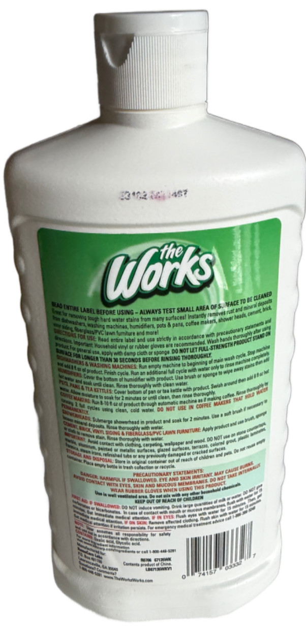 1x The Works Rust Lime Calcium Remover 13.5 FL OZ New Sealed 1 Bottle Hard Water