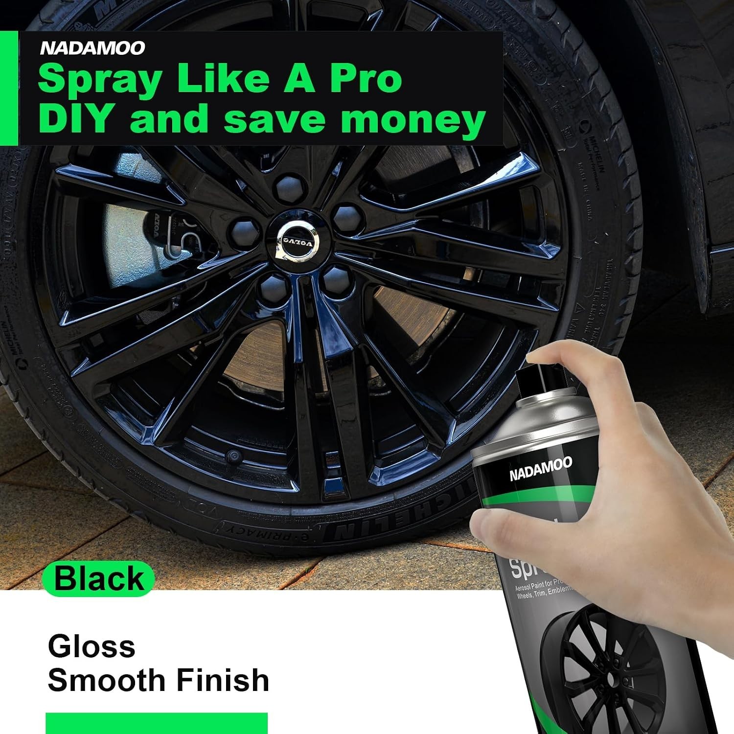 13oz Gloss Black Wheel Spray Paint – Fast Drying, Protective Finish, 2 Pack