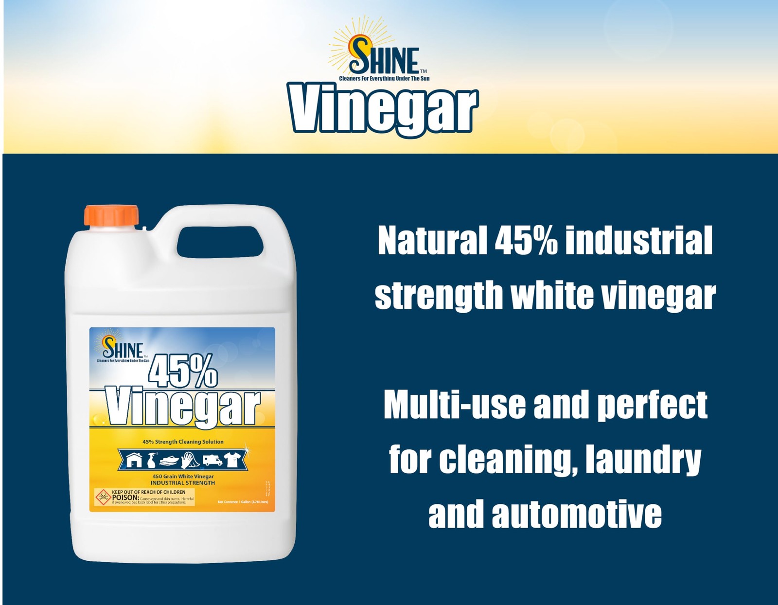45 Percent White Vinegar, 450 Grain Vinegar Concentrate, 1 Gallon of Natural …