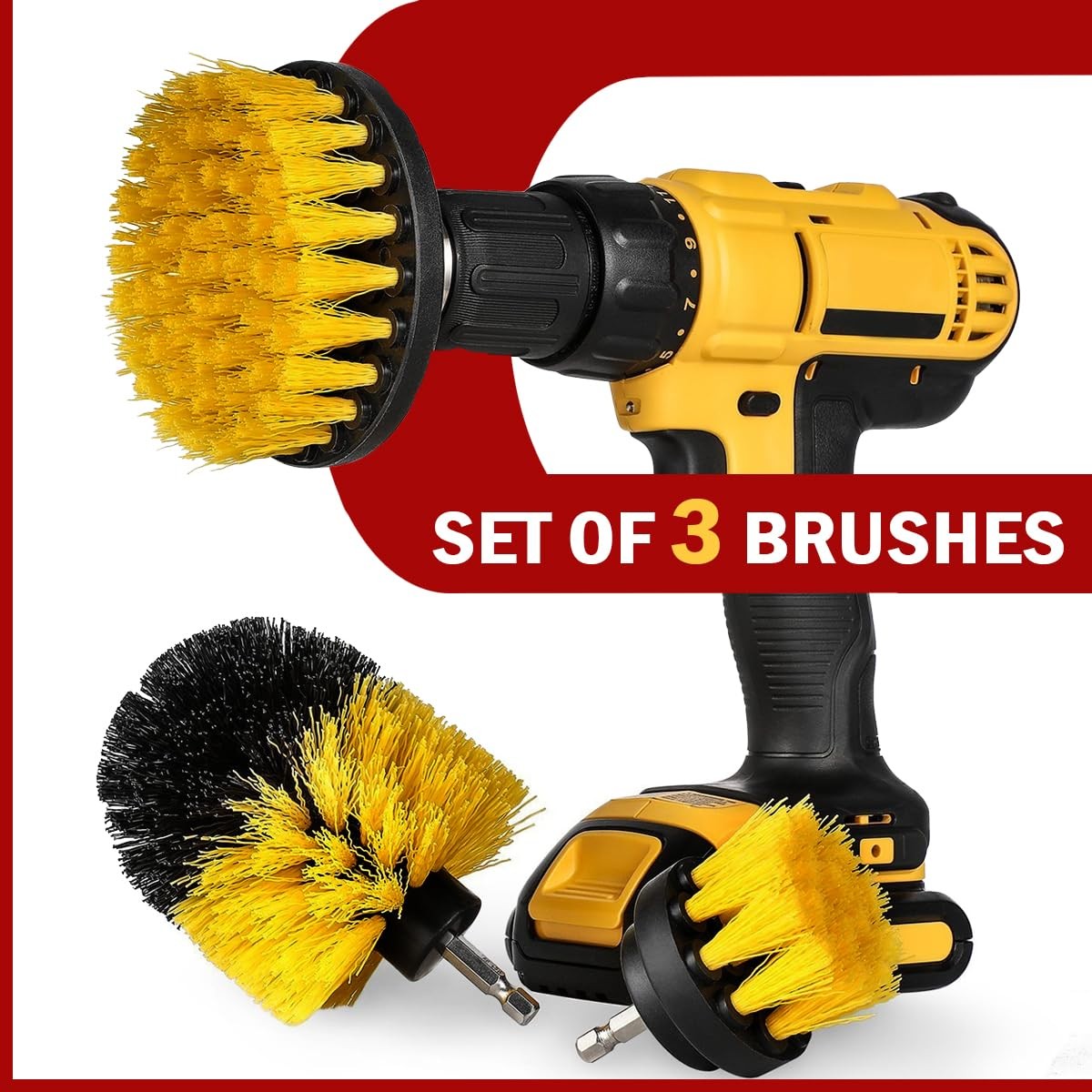 3 Pcs Drill Brush Car Detailing Attachment Power Scrubber for Bathroom Tile Car