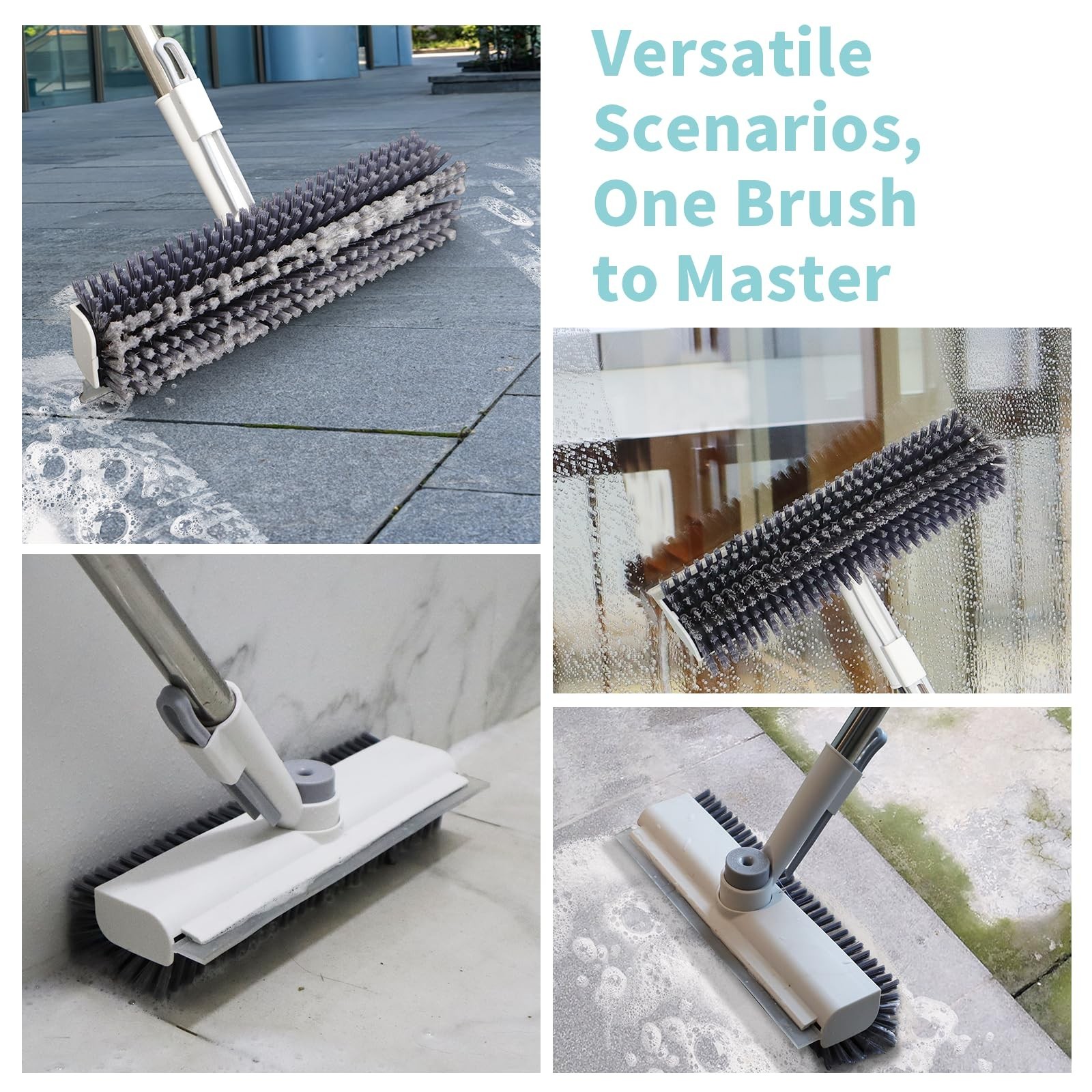 Heavy-Duty Floor Scrub Brush with Long Handle – 3-in-1 Stiff Bristle Cleaner for