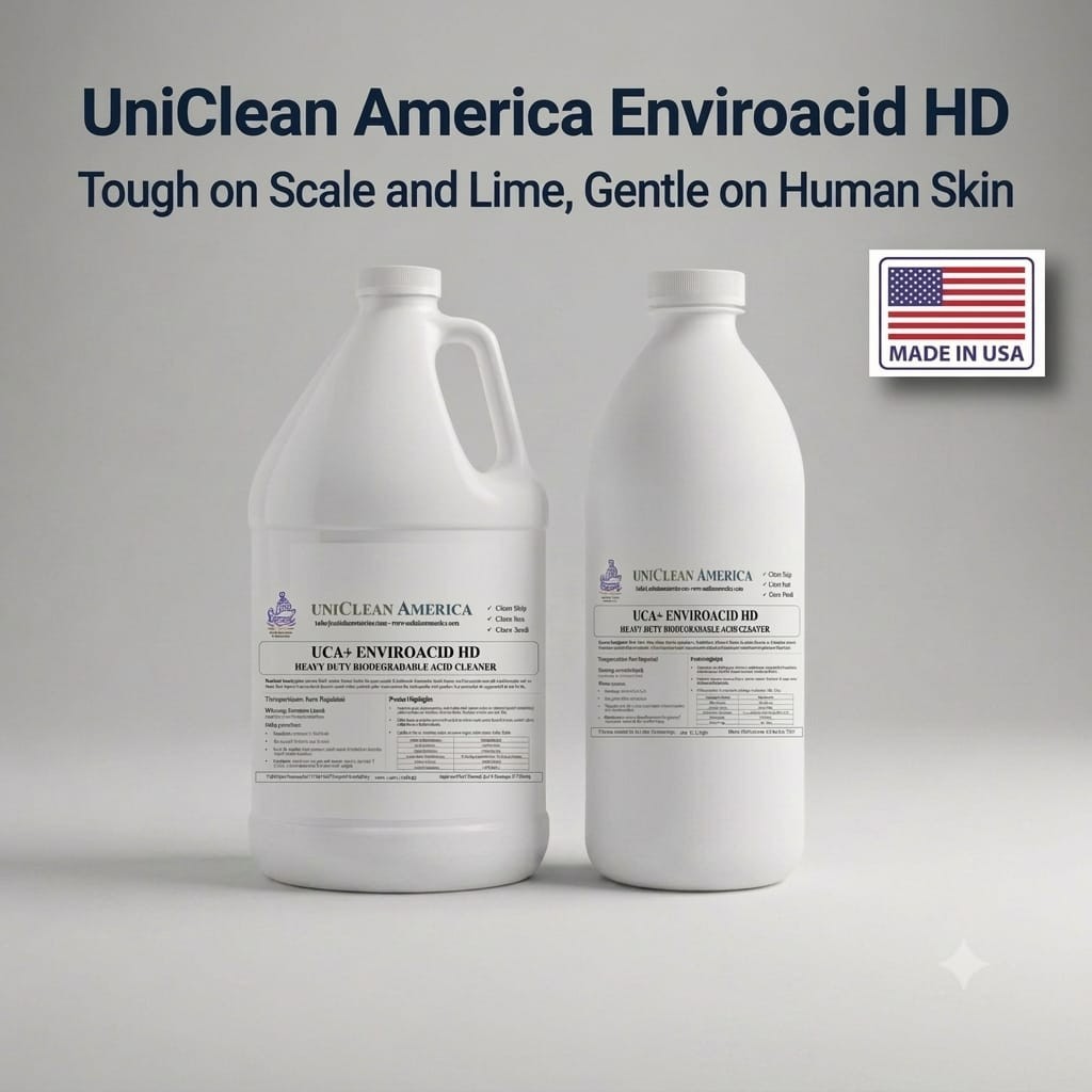 ACID CLEANER FOR ALL OF SCALE, LIME, CEMENT , NO FUMES , NO SMELL, MADE IN USA