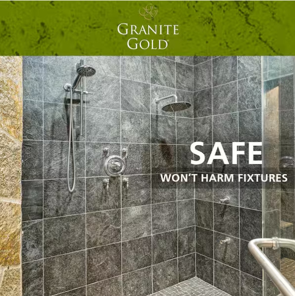 24 oz Gold Shower Cleaner for Quartz, Granite & Marble – No Phosphates, USA Made
