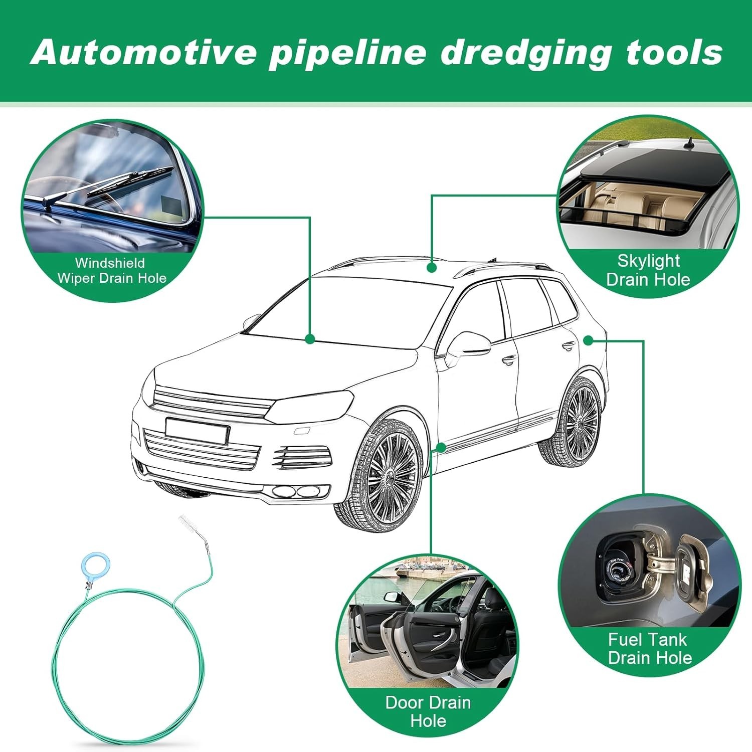 Auto Sunroof Drain Cleaning Tool with Flexible Pipe Brush Fast Free Shipping