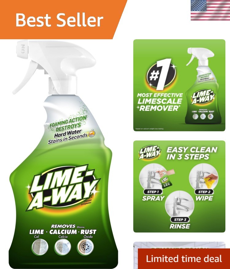 Hard Water Stain Remover Spray, Removes Lime, Calcium & Rust in Seconds, Bath…