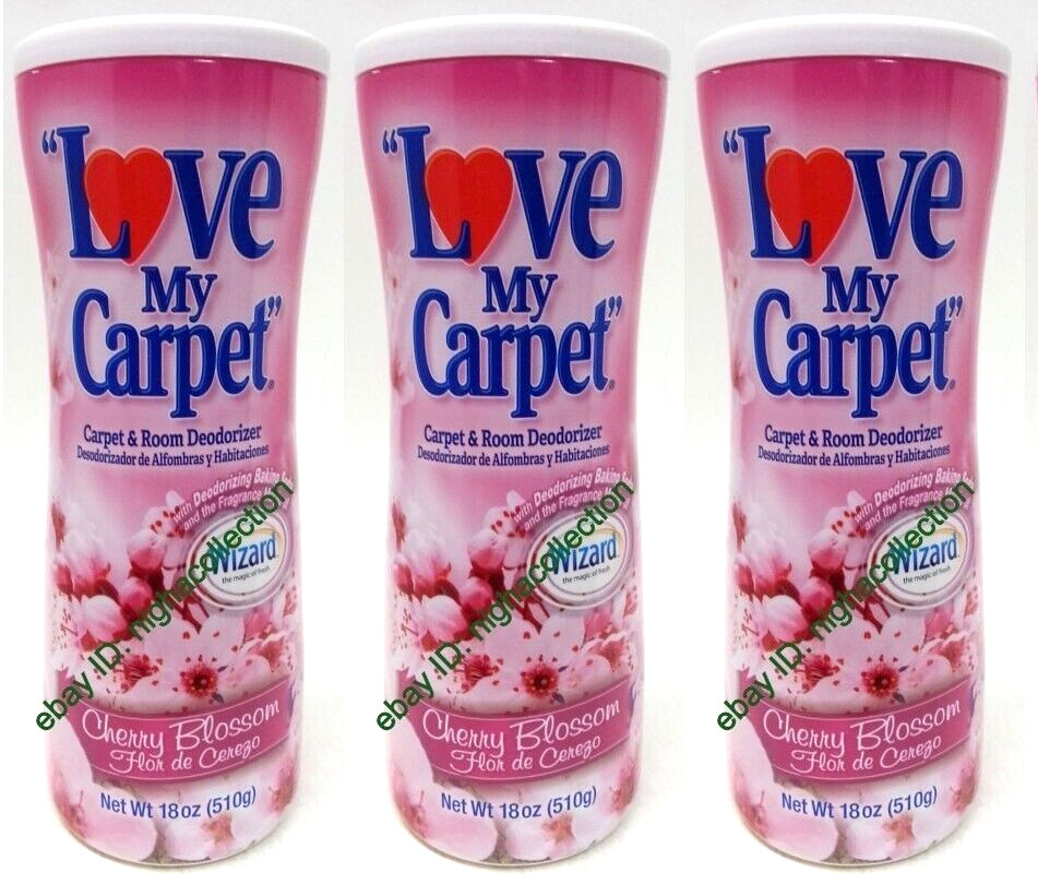 3x LOVE MY CARPET 2-in-1 Carpet & Room Deodorizer CHERRY BLOSSOM 18 Oz Ea SEALED
