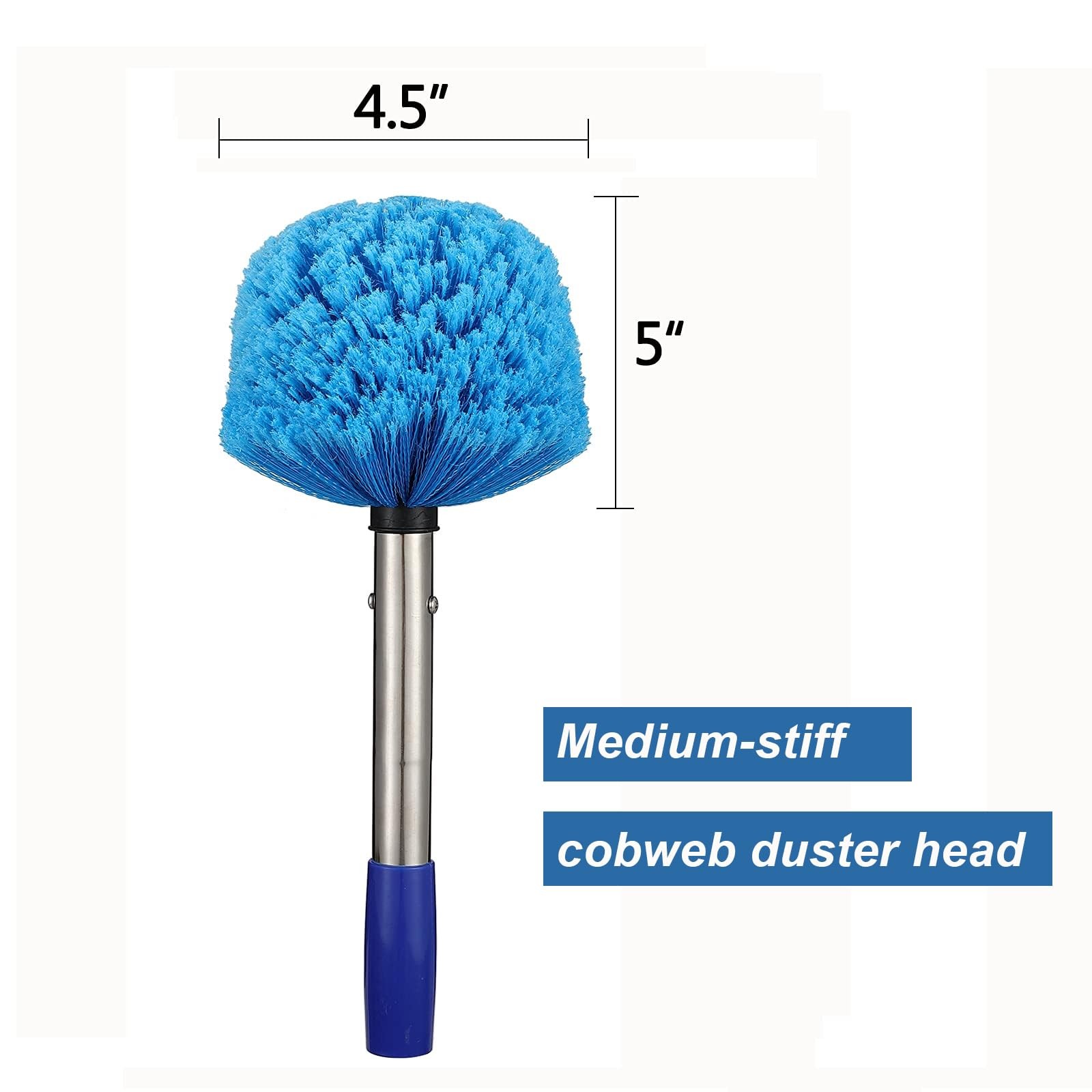 Cobweb Duster with Pole, 4ft Stainless Steel Pole Cobweb Brush with Medium-St…