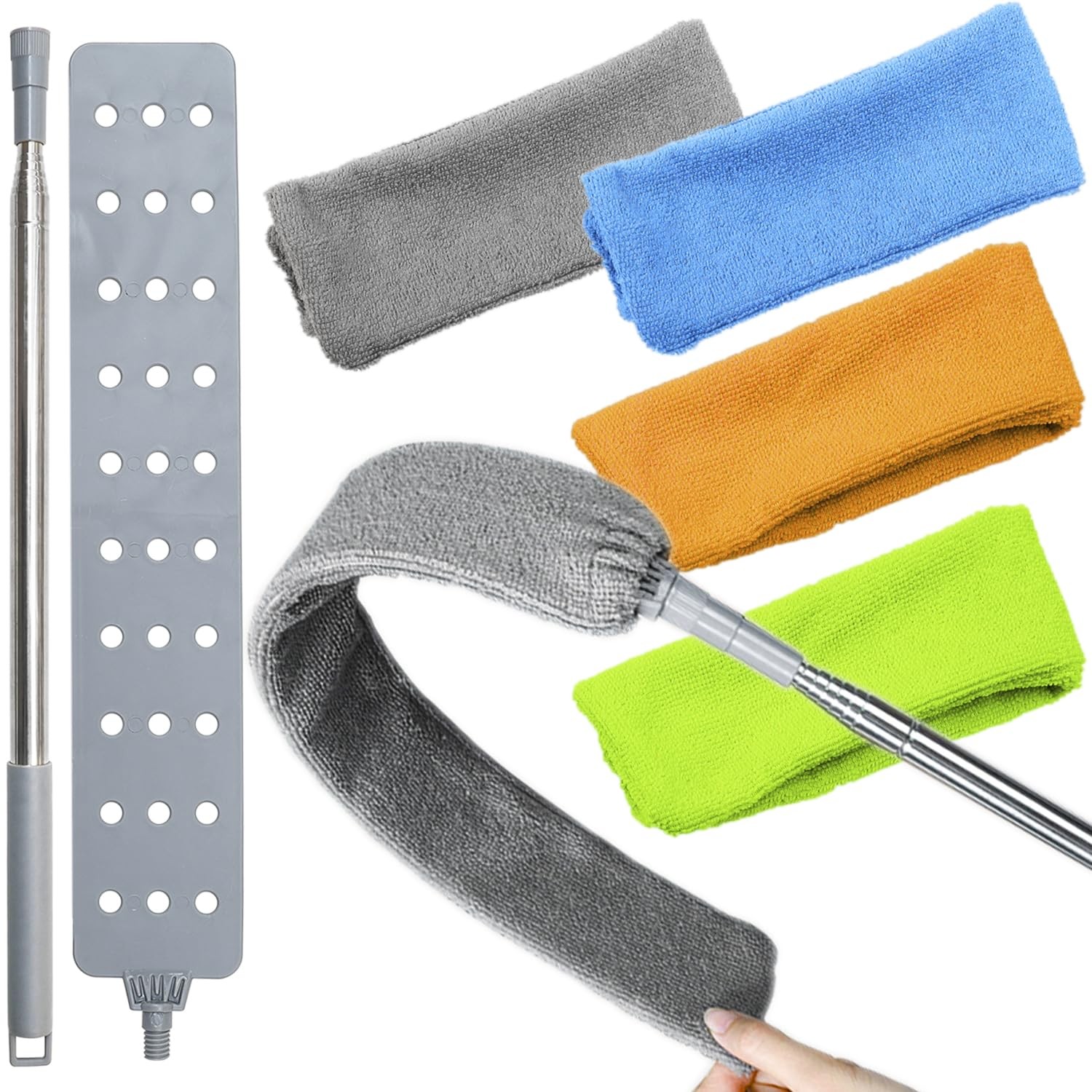 Retractable Gap Dust Cleaner Brush 4 pcs Replacement Duster Cloth, 100 inches
