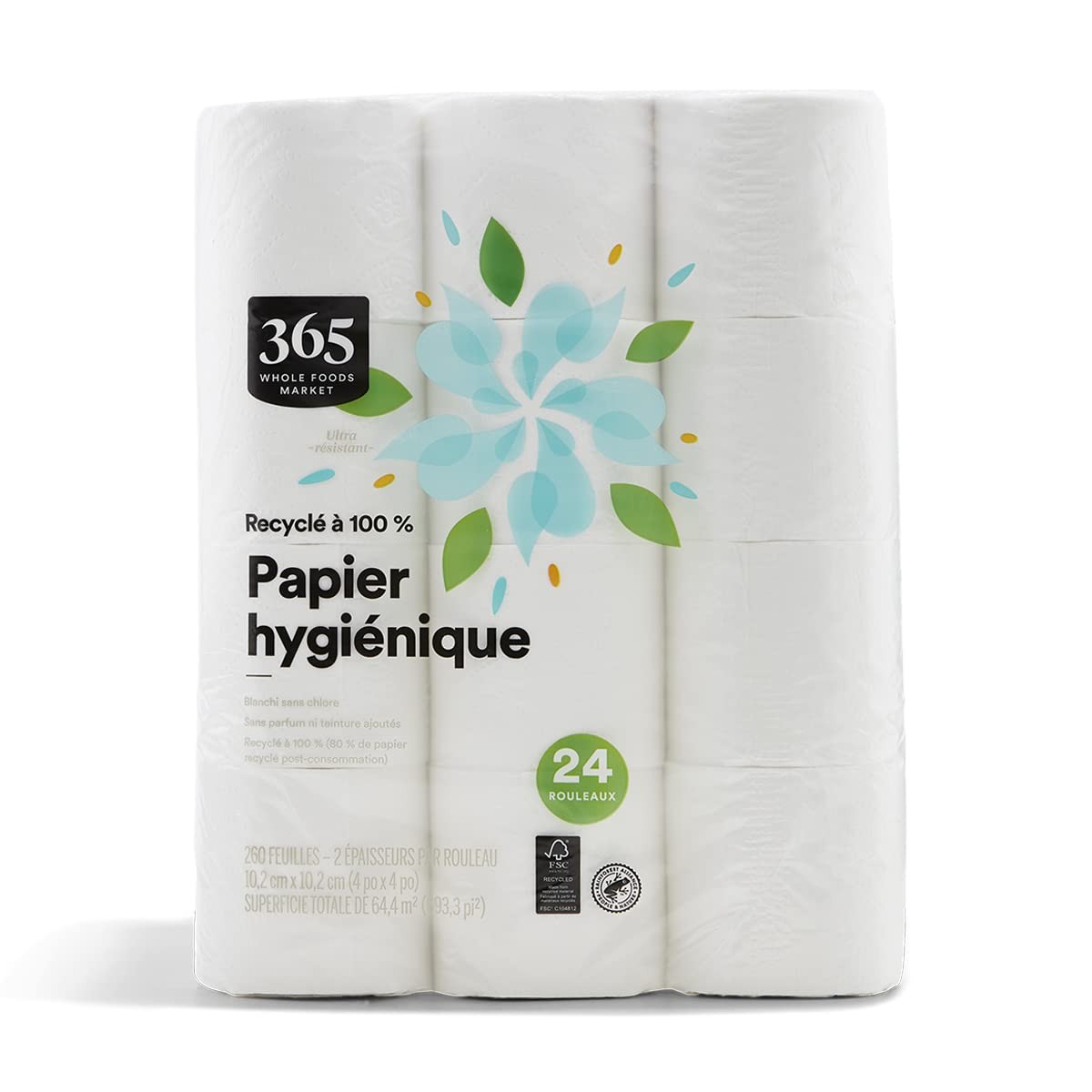365 By WFM, 100% Recycled Bath Tissue, 260 Sheets Per Roll, 24 Count – 1 Pack