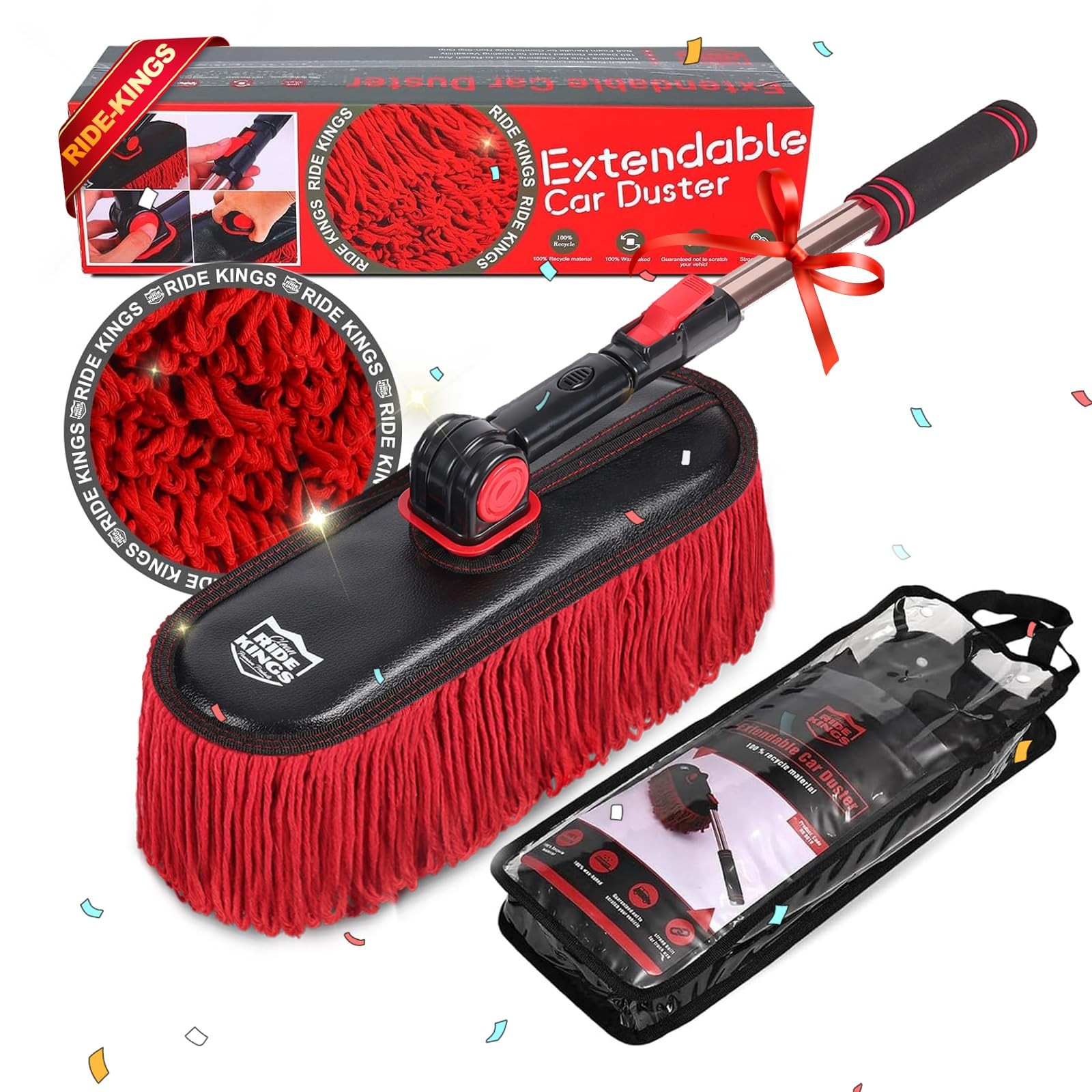 Car Duster Exterior with Extendable Handle, Scratch Free Auto Wash Brush Mop,…