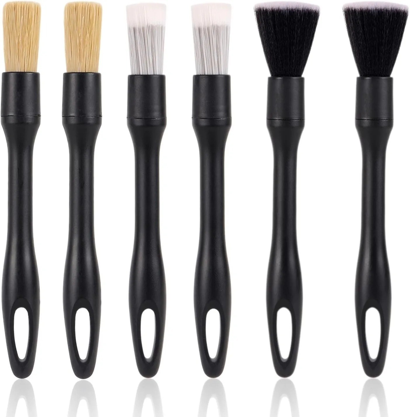 5PCS Car Detailing Brush Set Boars Bristle Auto Interior Exterior Cleaning Tool