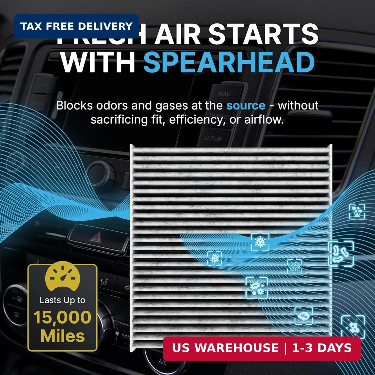Spearhead Odor Defense Breathe Easy AC & Heater Cabin Filter | Fits Select 2016-