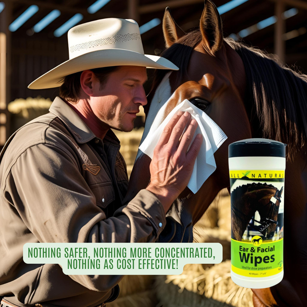 Gentle Equine Face & Ear Wipes | Cleans Sweat & Dirt | Horse Facial & Ear Wipes