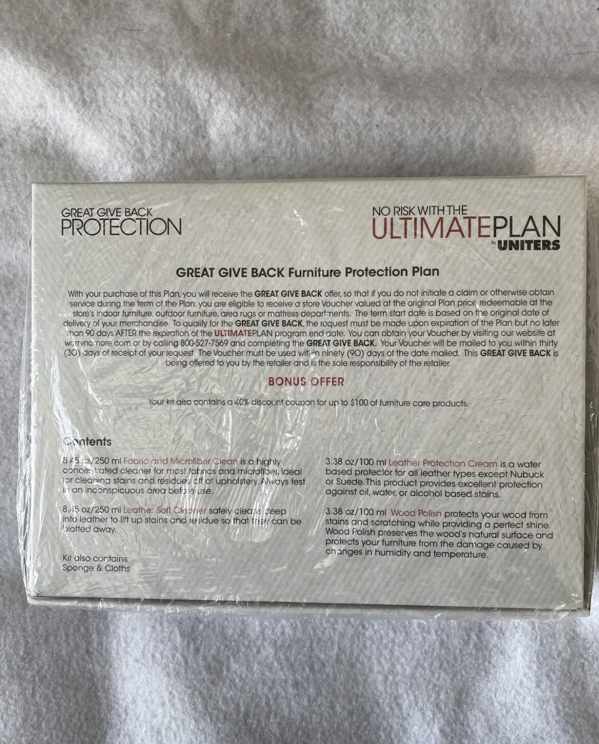 ULTIMATE PLAN UNITERS FURNITURE CLEANER KIT FABRIC LEATHER WOOD POLISH SEALED