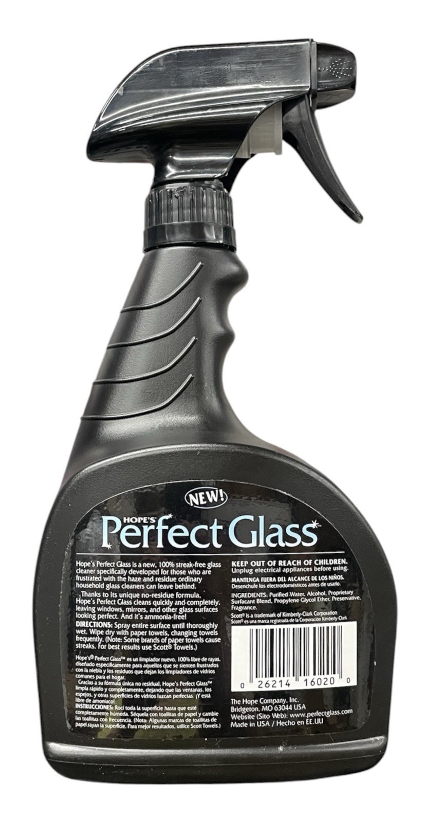 HOPE’S Perfect Glass Cleaner Spray Streak-Free Ammonia-Free Window Mirror 32 oz