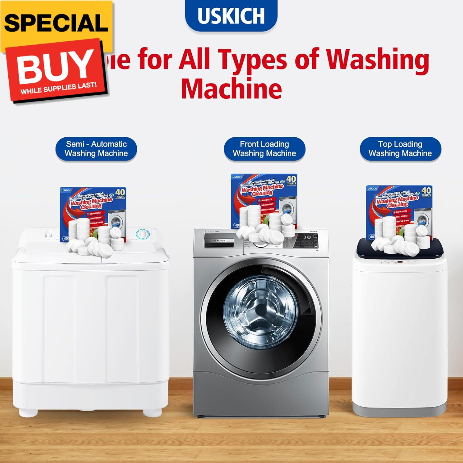 Washing Machine Cleaner Tablets 40 Pack Washer Machine CleaningTablets Descaler,
