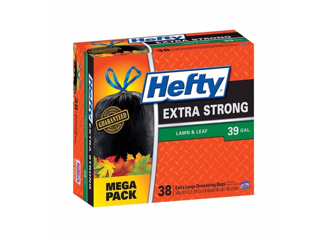 Hefty E87038 Lawn and Leaf Bags Extra Strong 39 gal Drawstring Black