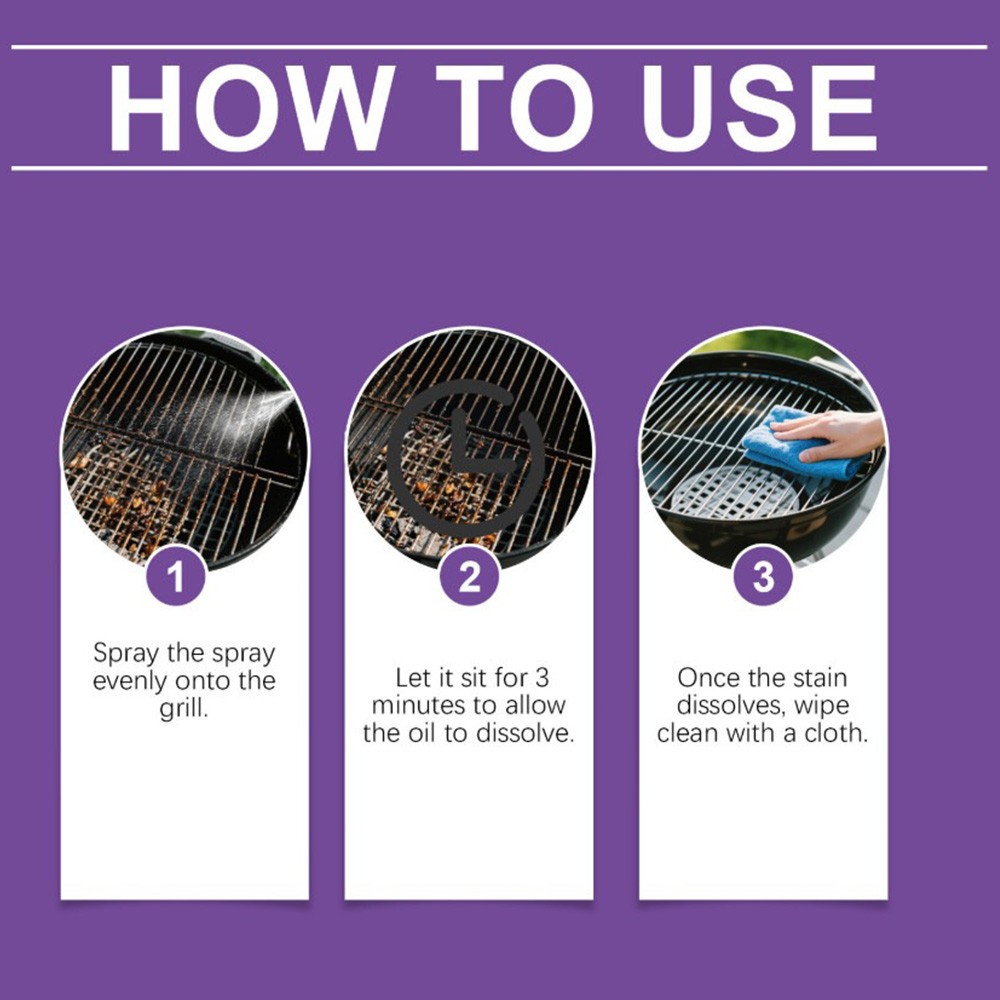 1-3PCS BBQ Grill Degreaser Cleaner,Fast-Acting Heavy-Duty Grill Degreaser Spray