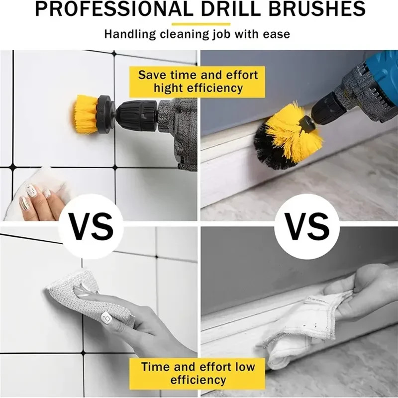 3-Piece Power Scrubber Drill Brush Set for Cleaning Grout, Tile, and Surfaces